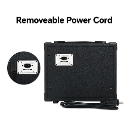 Fojill 20W Watt Electric Guitar Amplifier Amp Practice Small Portable Travel Mini Amp with 3.5 Headphone Jack Aux Distortion Gain Treble Bass Volume (Black, 20W)