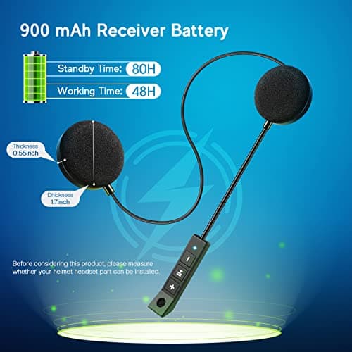 MAXTO Motorcycle Helmet Bluetooth Headset Outdoor Hands-Free Speaker Bluetooth 5.3 EDR Wireless Motorcycle Headset Automatic anwser High Sound Quality Headphone(Earpiece Thickness: 0.55 in)