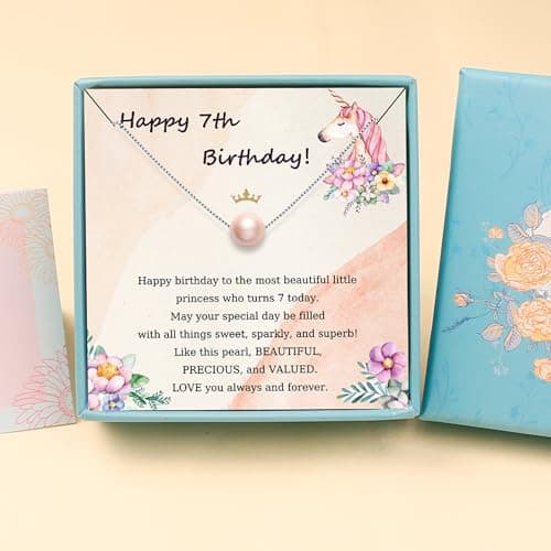 Sereney Birthday Gifts for Girls Women, Sterling Silver Pearl Necklace as 7 9 10 11 13 15 16 18 21 30 40 50 60 Year Old Birthday Gifts, Single Pearl Necklace as Bday Gifts for Friends Lockets