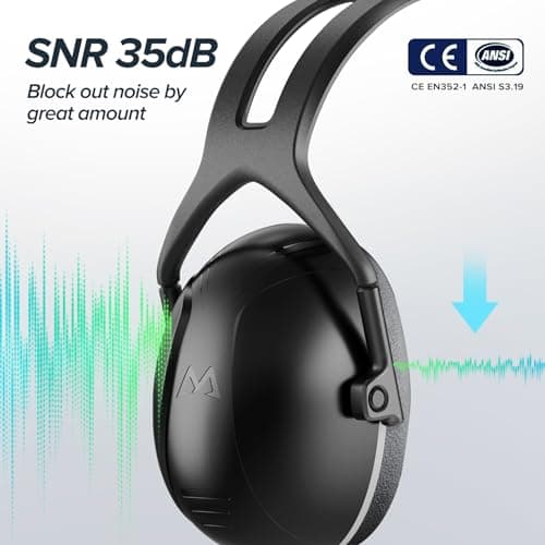 SNR 35dB High Noise Cancelling Ear Muffs, Ear Protection for Mowing, Adult Noise Cancelling Headphones for Autism, Hearing Protection Ear Muffs for Noise, Noise Reduction Earmuffs for Shooting,Mowing