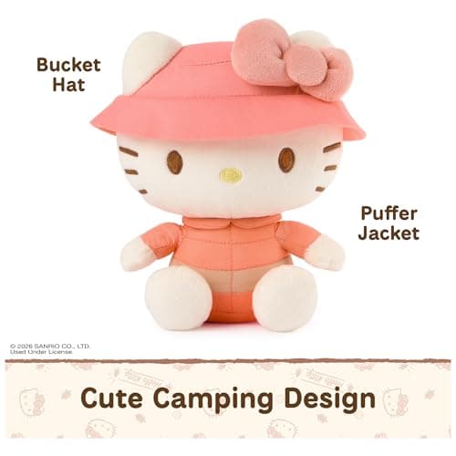 Promotes Exciting Character Roleplay, Early Sensory Discovery, and Creative Pop Culture Storytelling; Soft, Collectible Plush GUND Sanrio Hello Kitty 6-Inch Plush Toy with Camping Outfit for Ages 1+ B0FKTPX44P