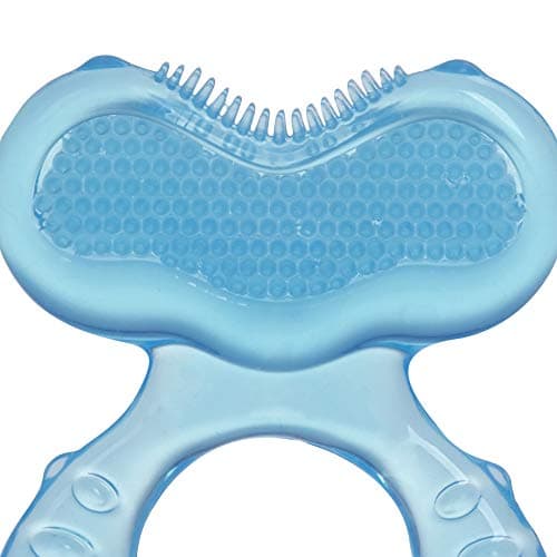 Nuby Silicone Teethe-EEZ Teether with Bristles, Includes Hygienic Case, Blue