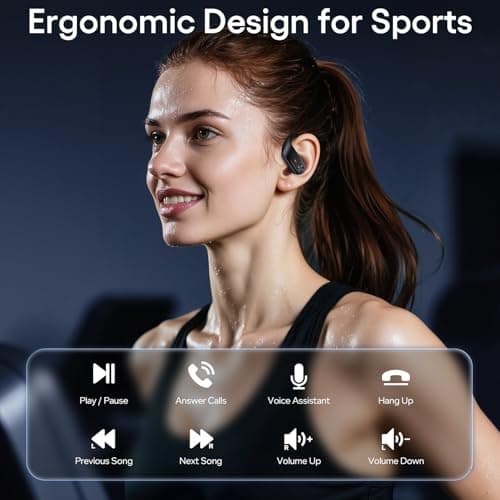 Hybrid Active Noise Cancelling Wireless Earbuds 80 Hrs Playtime Hi-Res Stereo Sound Bluetooth Headphones with Transparency Mode Ear Buds with Earhooks ANC Sports Earphones for Workout Running Travel