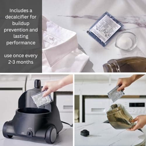 SALAV GS18-DJ Standing Garment Steamer with Roll Wheels for Easy Movement, 1.8L Water Tank for 1 Hour Continuous Steaming, Adjustable Pole for Storage, Includes Descaler Packet, 1500 watts