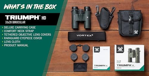 Vortex Triumph HD 10x28 Binoculars - HD Optical System, Fully Multi-Coated Lenses, Rubber Armor, Tripod Adaptable, Waterproof, Fogproof, Shockproof - Unlimited, Unconditional Warranty