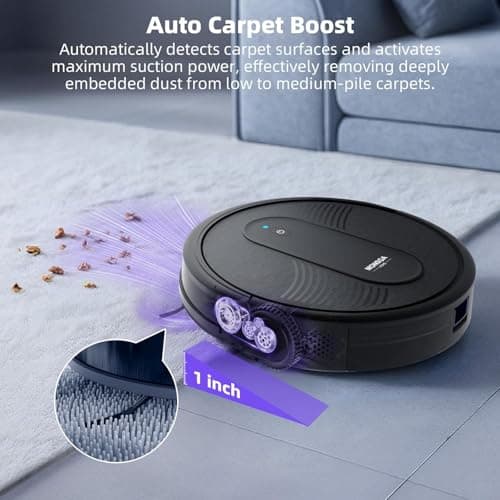 MONSGA Robot Vacuum Cleaner, 4000Pa Powerful Suction Robotic Vacuum, 3.2" Super-Slim, 140Min Runtime, Vacuum Robot for Hard Floor/Low Pile Carpet/Pet Hair, Remote/App/Voice Control, Schedule Clean