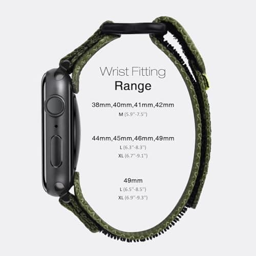 Nereides Compatible with Apple Watch Series 11 Band Series 10/9/8/7/6/5/4/SE/SE2/SE3/Ultra 3/2/1, Nylon Sports Strap with Woven Design for 49mm/46mm/45mm/44mm (L, Army Green)