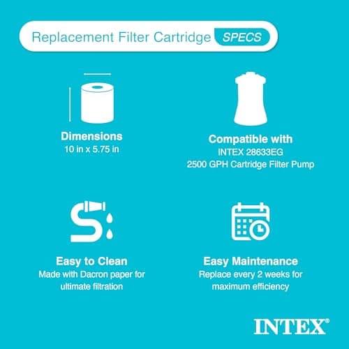 Intex 29005E Swimming Pool Type B Replacement Easy Clean Dacron Material Filter Pump Cartridge (6 Pack)