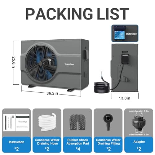 58000 BTU Inverter Swimming Pool Heat Pump, 17000 Gallon Electric Pool Heater Above and Inground Pool,WiFi App Control, Pool Heater 220V/60Hz