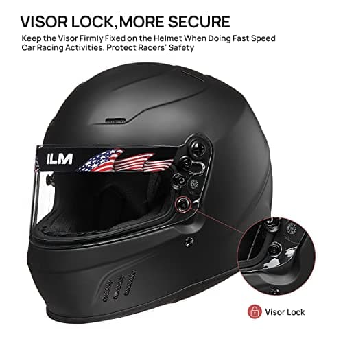 ILM Snell SA2020 Full Face Auto Car Racing Helmets for Men and Women Model 760(Matte Black, L)