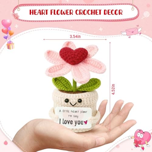Gifts for Him Her Boyfriend Girlfriend - Crochet Flower with I Love You Message - Valentines , Engagement, Anniversary Wedding Birthday Gift for Wife, Husband, Couple, Fiancee-Father's Day Present