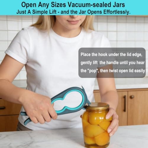 Otstar Jar Opener Bottle Opener and Can Opener for Weak hands, Seniors with Arthritis and Anyone with Low Strength, Mutil Jar Opener Get Lids Off Easily (Blue and Grey)