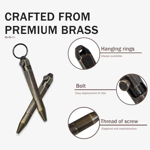 Mini Brass Bolt Action Keychain Pen - Compact 76mm Pocket EDC Writing Tool, Lightweight for Everyday Carry