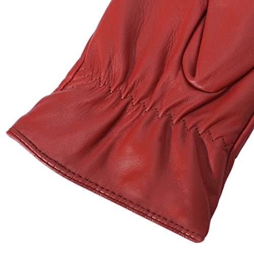 Harssidanzar Womens Winter Warm Cashmere Lining Touchscreen Texting Warm Driving Lambskin Leather Gloves GL017