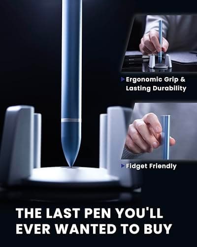 Vertically Standing Executive Ballpoint Pen with Top Grade Free-Flowing Ink Refill, Metal Made, Unique Gifts, Men Gifts Ideas novium Hoverpen - Luxury Pen for Men & Women, Midnight Blue B08VHS748C