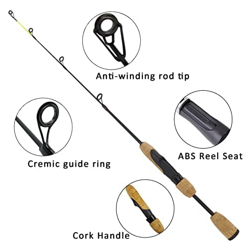 Aventik Ultralight Ice Fishing Rod and Reel Combo 26/28/30/32 inch Medium Light Fast Action Multi-Species Ice Fishing Combos for Walleye Perch Panfish