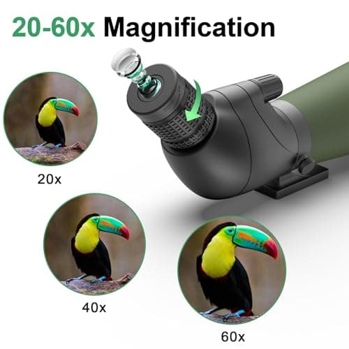 Gosky Flagship DiamondEdge 20-60x80 Spotting Scope with Tripod, Carrying Bag and Quick Phone Holder - BAK4 High Definition Waterproof Spotter Scope for Bird Watching Wildlife observing,Green