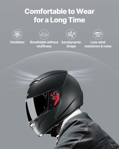 VEVOR Full Face Motorcycle Helmet DOT Approved, Dual Visor & Interchangeable Lens, Smart Street ABS Helmet Comfortable Motocross Helmet, Fit for Youth & Adults