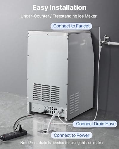 VEVOR Commercial Ice Maker Machine, 130 lbs/24h with 30 lbs Storage Capacity, Built-in/Freestanding/Under Counter, Stainless Steel Ice Maker with LED Display & Self-Cleaning, for Home Bar Restaurant