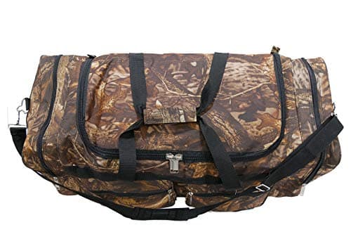 E-Z Roll 30 Inch EXTRA LARGE Tree Camouflage Duffel Bag-Oversized Travel & Outdoor/Hunting Gear Bag, 30x14x12 Inches,Heavy Duty, Water-Resistant in 5 Colors (NOT CARRY-ON SIZE) (Black Trim)