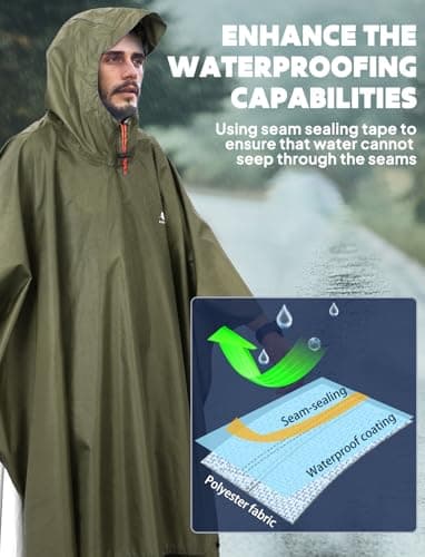 ANYOO Hooded Rain Poncho for Adults Waterproof Lightweight Rain Coat for Men Women Reusable Rain Jacket for Emergency Outdoor