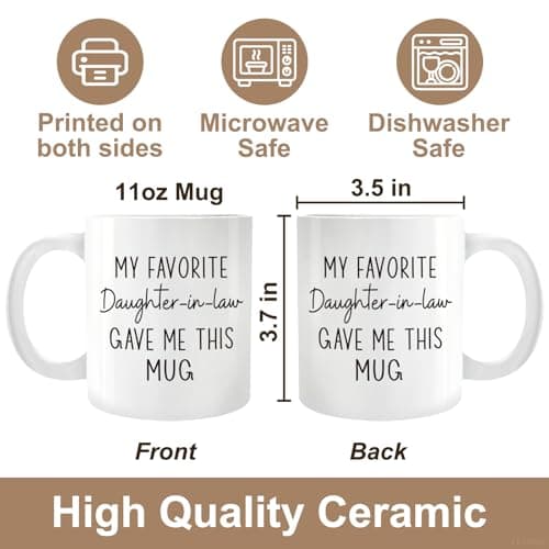Funny Father / Mother in Law Mug Gift from daughter-in-law, My Favorite Daughter-in-Law Gave Me This mug, Novelty Birthday Thanksgiving Christmas Mug Gifts Ideas for Father-in-Laws Mother-in-Laws-80 B0FR12TV3M