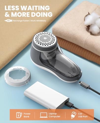 POPCHOSE Fabric Shaver, Sweater Shavers to Remove Pilling, Lint Shaver with 6-Leaf Blades, Electric Lint Remover for Clothes, Couch, Furniture, Fuzz, Lint Ball, Pillings, USB Rechargeable