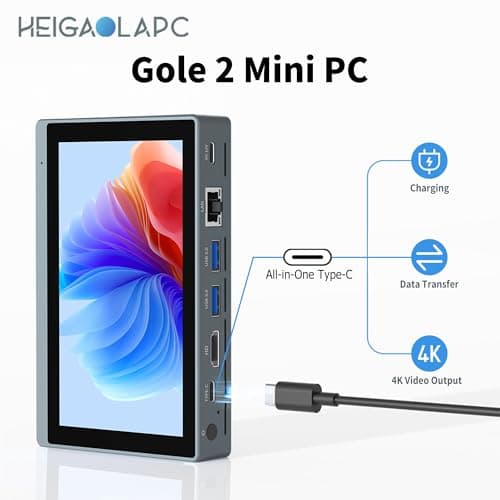 HEIGAOLAPC Mini PC with Intel Celeron N5100, 8GB RAM 256GB SSD, Windows 11 Pro, Triple 4K Display, Dual-Band WiFi, Fanless Design for Digital Signage, POS, Office, Home & Business