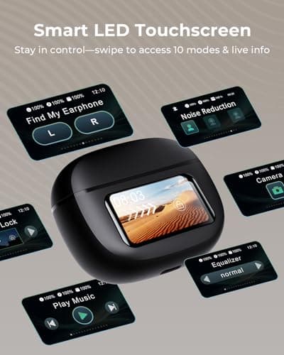 Wireless Earbuds, Ear Buds Active Noise Cancelling with Charging Case, 6.0 Bluetooth Earbuds with AI Clear Calls, 40H Playtime for Sports & Working, Stereo Sound Headphones for iPhone/Android- Black