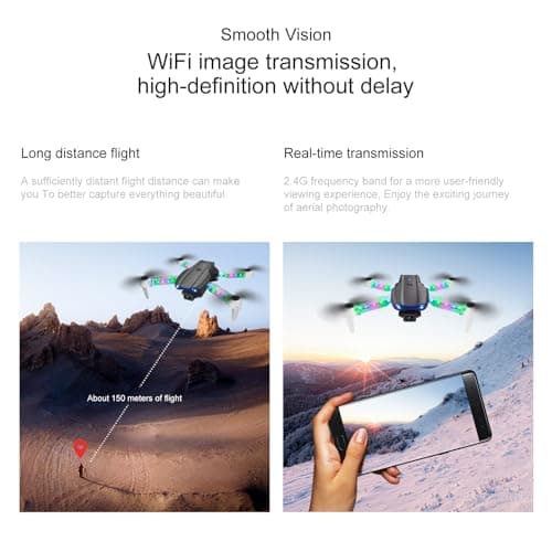 ikaufen E99 Drone Single camera,No Screen Control Camera for Adults RC Drone With 480P Dual Camera WiFi FPV Foldable Quadcopter Aircraft +1 Battery (E99 No Screen Control Black)