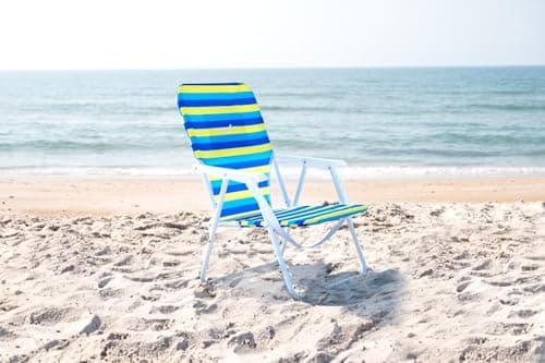 CARIBBEAN JOE Folding Beach Chair, 1 Position Lightweight and Portable Foldable Outdoor Camping Accessories with Carry Strap (Bold Stripe, 200lbs Capacity)