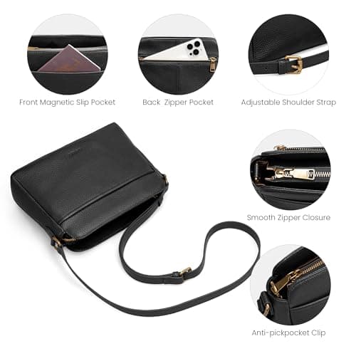 befen Anti-theft Crossbody Bag for Women Geniune Leather, Small Cross Body Shoulder Handbags with RFID Card Slots