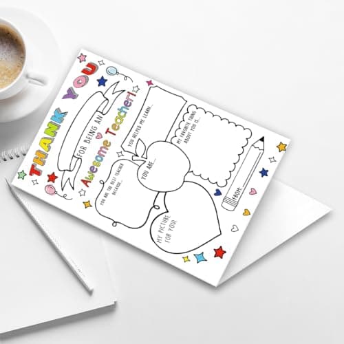 Fill in the Blanks,Teacher Thank You Gifts Idea from Kids Students with Envelopes,Premium 8x5.3 Inch Cardstock,Blank Inside Hongshan Thank You Card for Teacher,Funny Appreciation Card Gift Decoration B0DQC6YMVT