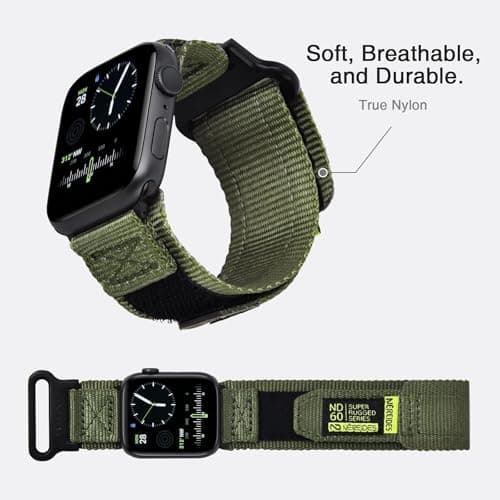 Nereides Compatible with Apple Watch Series 11 Band Series 10/9/8/7/6/5/4/SE/SE2/SE3/Ultra 3/2/1, Nylon Sports Strap with Woven Design for 49mm/46mm/45mm/44mm (L, Army Green)