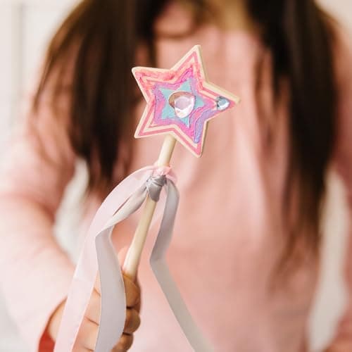 27 Piece Arts & Crafts Activity, Princess Pretend Play, Wooden Star, Paint, Gems, Ribbons, Preschool Toys for Kids, Ages 4+ Melissa & Doug Created by Me Princess Wand Wooden Craft Kit B00S6UZUSS