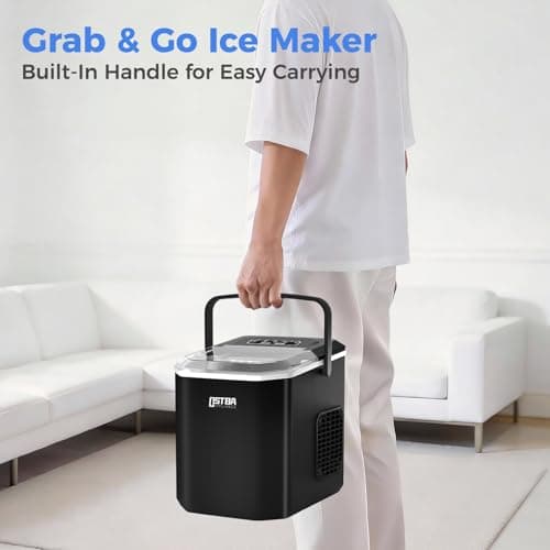 OSTBA Countertop Ice Maker Machine, Portable Ice Maker Makes 9 Bullet Ice Cubes in 6 Minutes, 26Lbs/Day Ice Makers Countertop with Self-Cleaning, Compact Mini Ice Maker for Home Kitchen RV Party