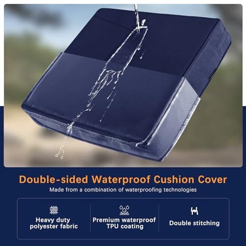 Favoyard Outdoor Seat Cushion Set 24 x 24 Inch Waterproof & Fade Resistant Patio Furniture Cushions with Removable Cover Deep Seat & Back Cushion with Tie Straps for Chair Sofa Couch