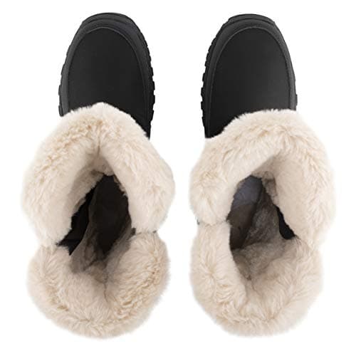 POLAR Womens Memory Foam Twin Zip Opening Pull On Nylon Waterproof Thick Faux Fur Lined Winter Rain Snow Boots
