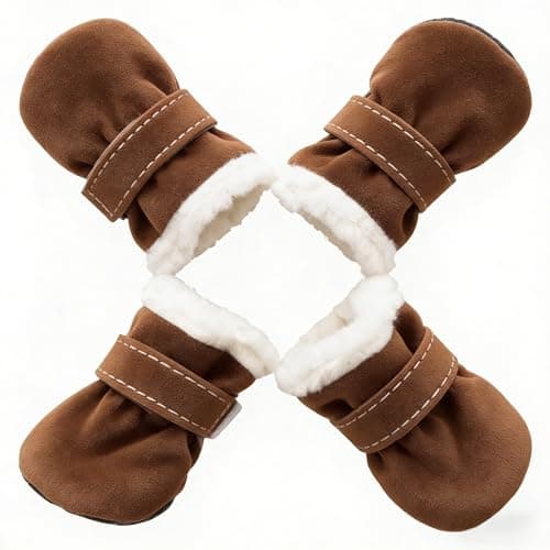 Small Dog Shoes for Winter, Snow Booties for Puppy, Outdoor Warm Dog Booties for Cold Weather (Black, Small)