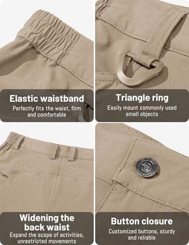TACVASEN Men's Lightweight Hiking Tactical Pants Waterproof Quick Dry Cargo Work Rain Outdoor Pants 8 Pockets