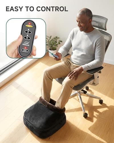 2026 Upgraded, Heat Up to 130°F, Reversible Kneading, 2-in-1 Foot and Back Massager for Home Office Use, Fits Men's Size 13 Snailax Shiatsu Foot Massager with Heat, Foot Warmer with Removable Cover B07SG4VBTY