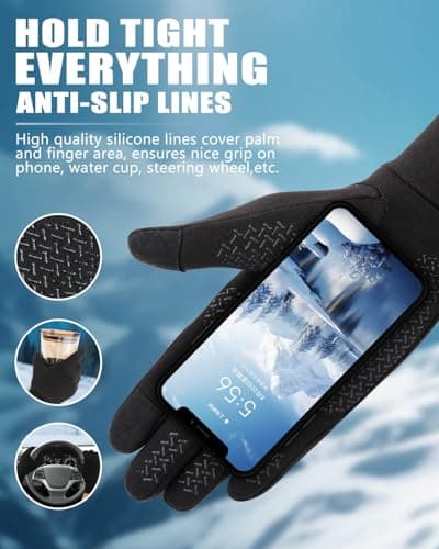 Aegend Lightweight Winter Gloves for Men Women, Warm Running Gloves Touchscreen Thermal Glove Liners for Cold Weather Driving, Cycling & Hiking, Non-Slip, Elastic Cuff, Stretchy, Durable