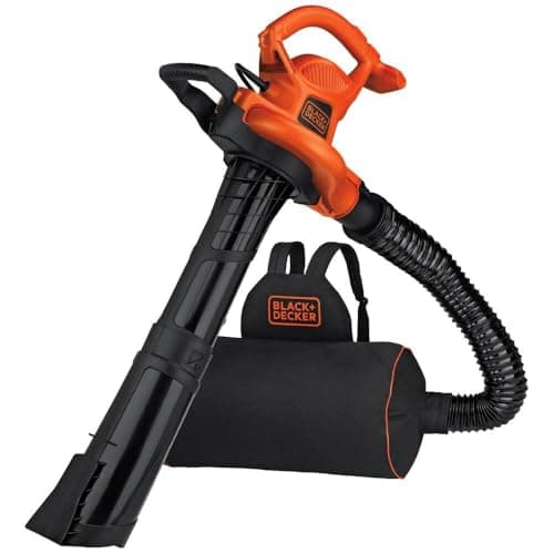 BLACK+DECKER Leaf Blower, Leaf Vacuum and Mulcher 3 in 1, Backpack Blowers for Lawn Care,250 mph Airflow, 400 cfm Delivery Power, Reusable Bag Included, Corded (BEBL7000)