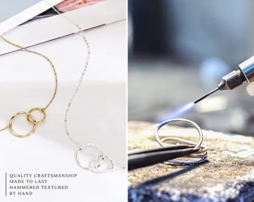HOPE LOVE SHINE New Mom Necklace – Pregnancy Gift for Expecting Mom, First Time Mom Jewelry – Sterling Silver/Gold Double Circle Pendant with Gift Box