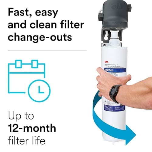 3M Water Filtration Products System for Commercial Ice Maker Machines ICE120-S, Reduces Sediment, Microplastics, Chlorine Taste and Odor, Cysts, Inhibits Scale, 1.5 GPM, 9,000 Gallon Capacity
