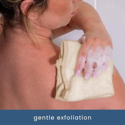 S&T INC. Exfoliating Washcloths, Dual Sided for Face and Body Scrub Towel, 9.9 Inch x 9.9 Inch, Cream, 3 Pack