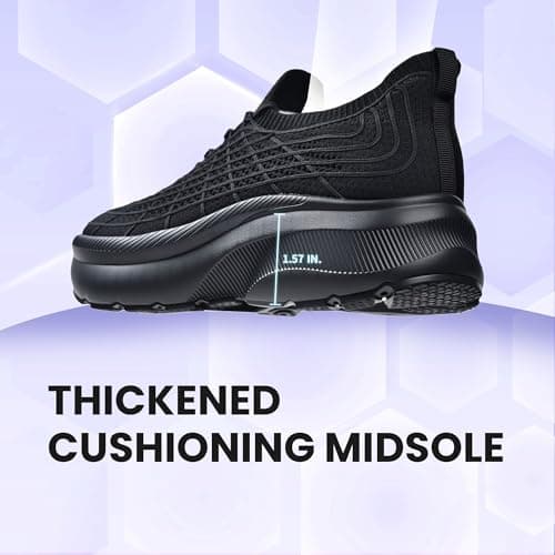 JACKSHIBO Wide Toe Box Shoes Women Slip on Sneakers Slip in Arch Support Plantar Fasciitis Orthopedic for Walking Tennis Athletic Cushion Thick Sole Zero Drop Hands Free Shoes with Metatarsal Pads