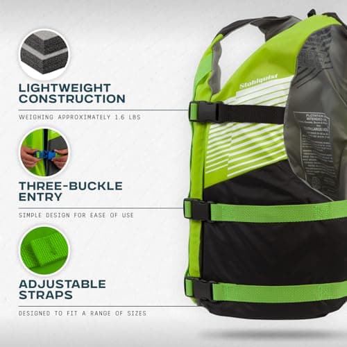 Stohlquist FIT Oversized Adult Life Jacket, US Coast Guard Approved Type III Life Vest, PFD for Men and Women, Easily Adjustable, Lightweight and High Buoyancy - Plus Size (48-60" Chest)