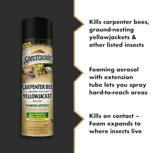 Spectracide Carpenter Bee And Ground-Nesting Yellowjacket Killer Foaming Aerosol 16 Ounces, Expands To Where Insects Live, Yellow