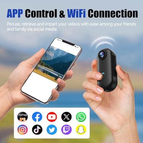 Vauvinmaic 4K Mini Body Camera 64GB, Thumb Size WiFi POV Cam, Waterproof Wearable Hand Free Portable Action Cam, Ultra Wide Angle View, Mount Anywhere for Pets, Cycling, Swimming, Vlogging, Black